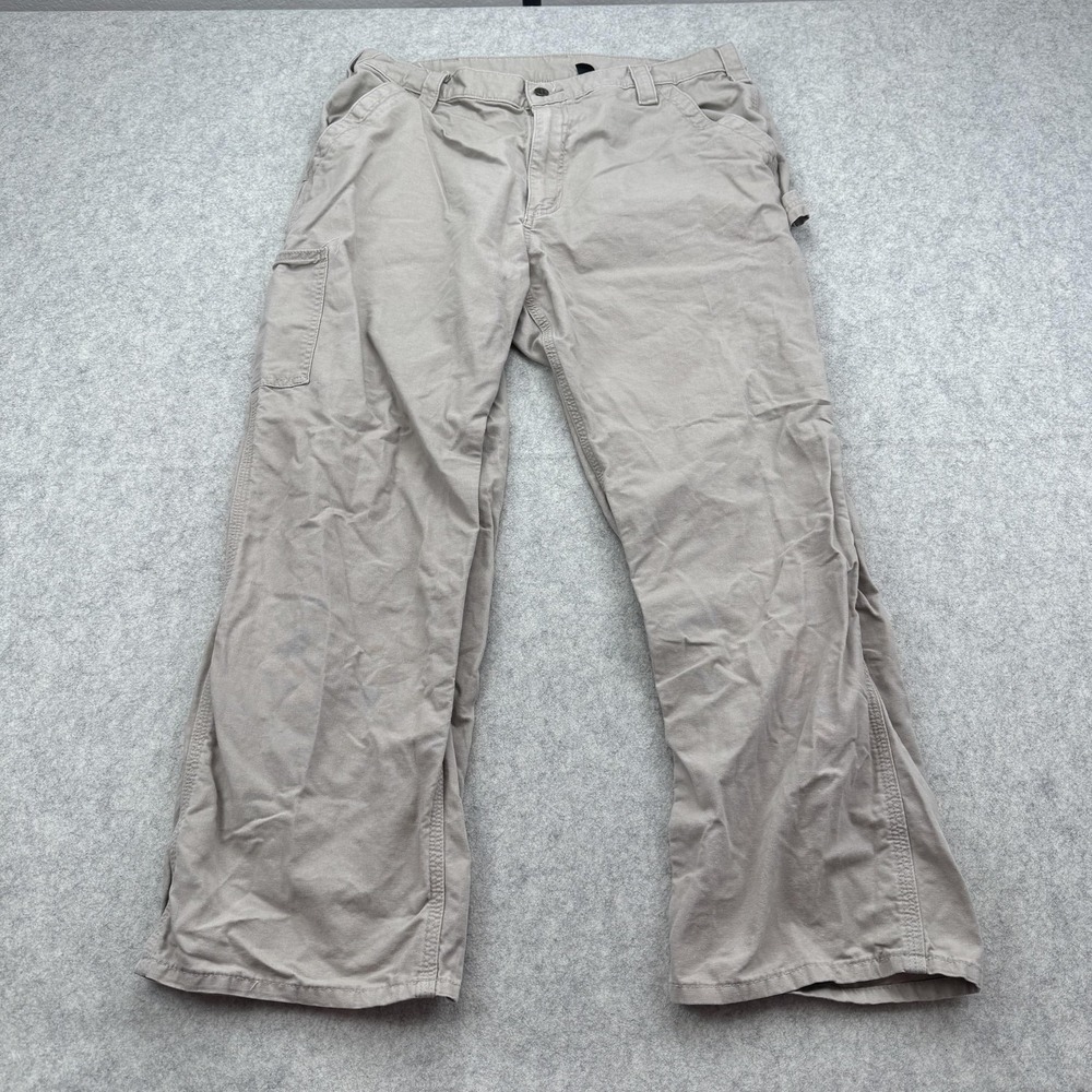 Carhartt Pants Mens 38x30 (36x27) Beige Canvas Carpenter Workwear *ONE MARK*